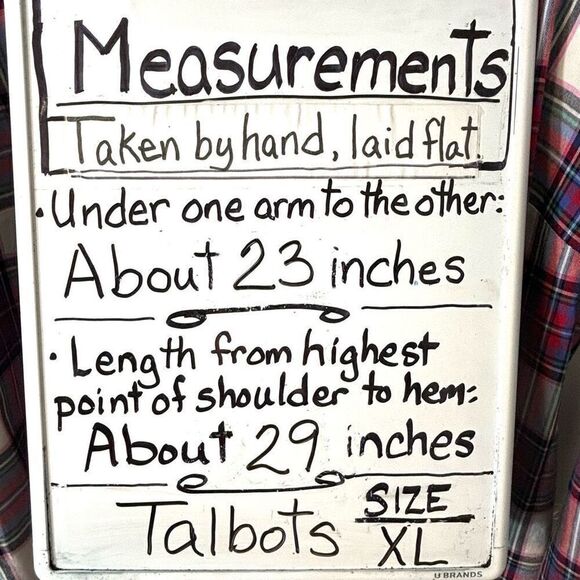 Talbots cotton plaid red, blue, green, white button up shirt XL - Picture 9 of 10